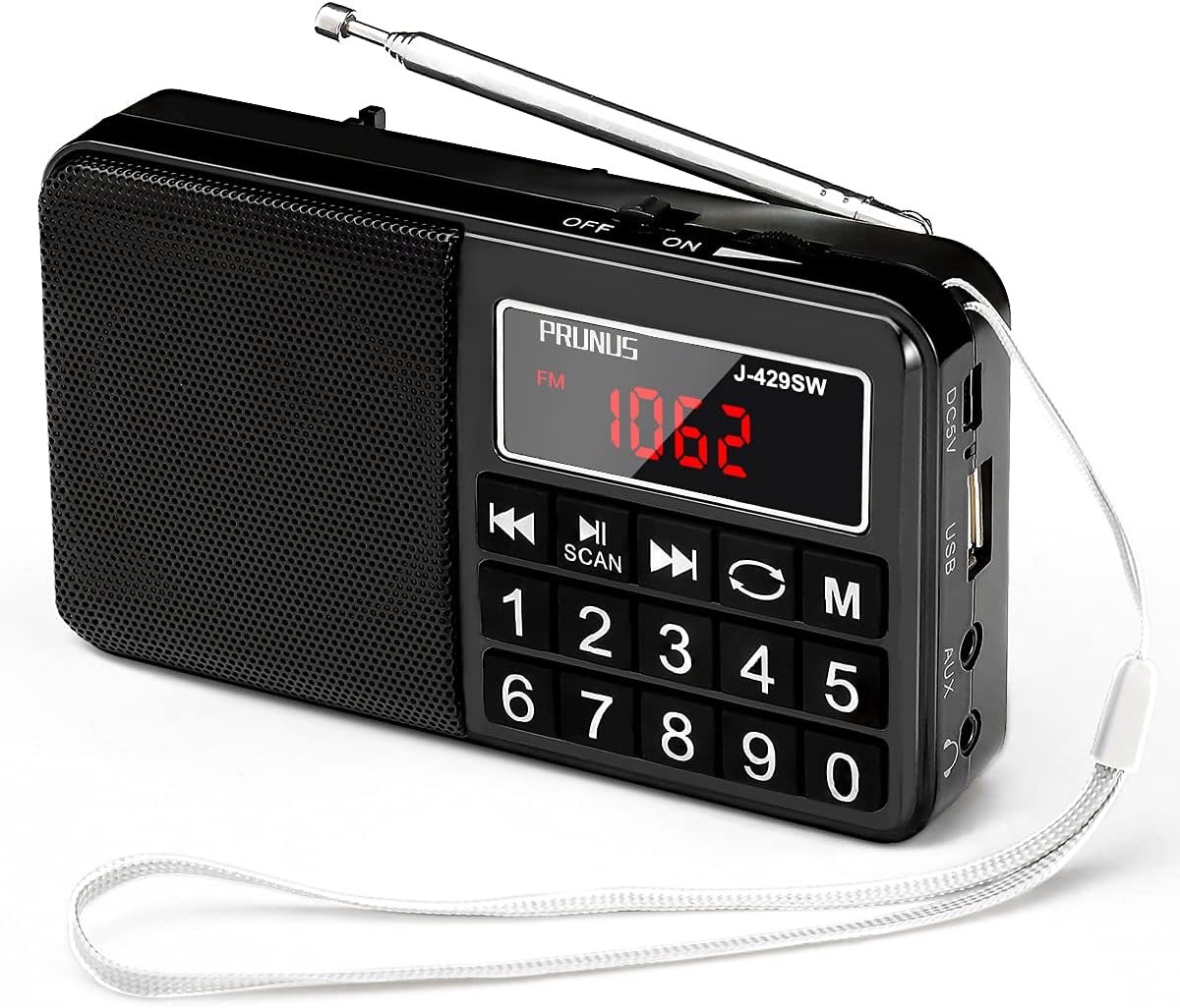 Draagbare AM/FM/SW Radio met MP3 Speler, Oplaadbaar, AUX, SD/TF Kaart, Grote Knoppen en Display