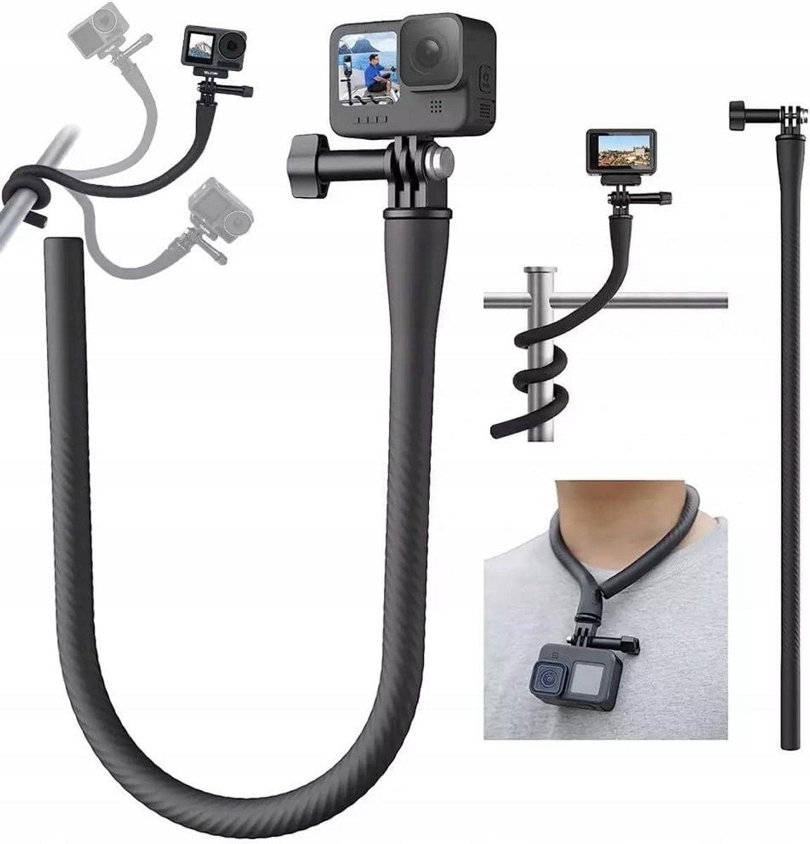 Flexibele houder voor actiecamera's en sportcamera's
