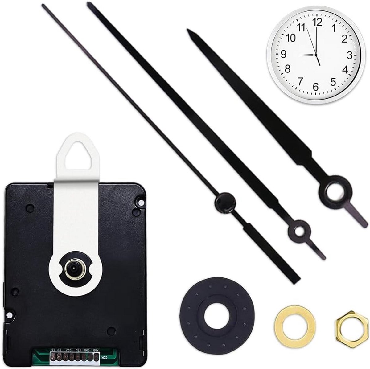 Radiogestuurde Klok Set Vervanging - Stille Quartz Uurwerk met 3 Wijzers voor Wandklok