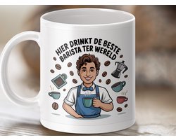 Mok Hier Drinkt de Beste Barista ter Wereld, Koffiemok, Leuk cadeau voor koffieliefhebbers, Barista mok, Speciale koffiemok