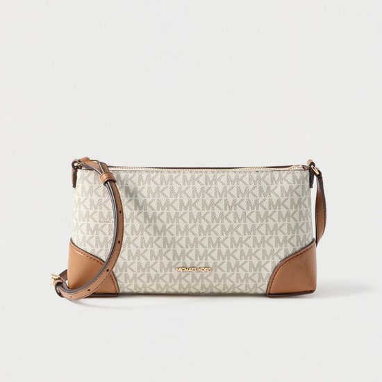 Michael Kors Petit Sac Crossbody / Sac à Bandoulière Femme - Murphy - Imprimé Logo - Vanilla/AcDonker Groenn
