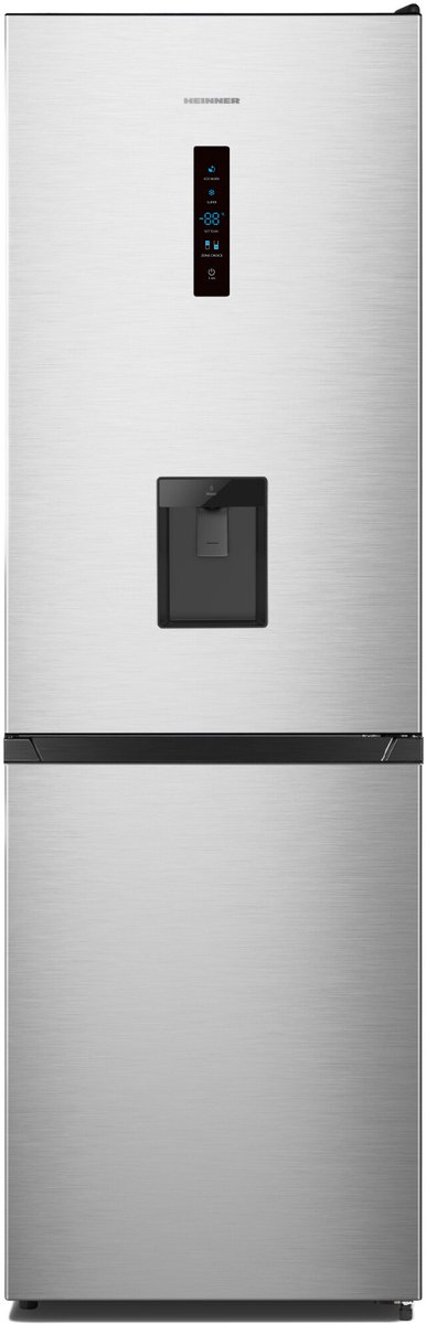 Heinner HCNF-HS304XWDE++ Koel-vriescombinatie met Waterdispenser – 304 L – Full No Frost – LED-display – Omkeerbare Deur – Zilver – 5 Jaar Garantie