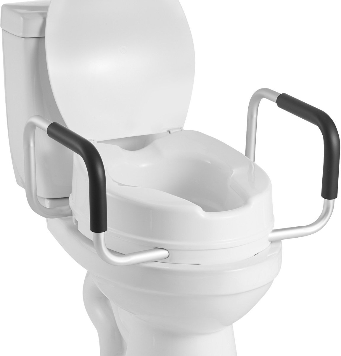 Toiletverhoger - Toiletbrilverhoger - Draagvermogen 136 kg - Verhoging 10,16 cm - Gewatteerde Handgrepen - Voor Ouderen en Zwangeren