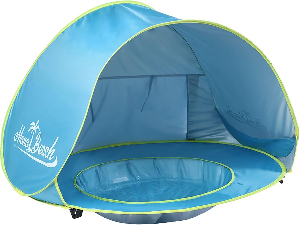 Pop-Up Baby Strandtent met UV Bescherming en Mini Zwembad - Draagbaar Zon Onderdak
