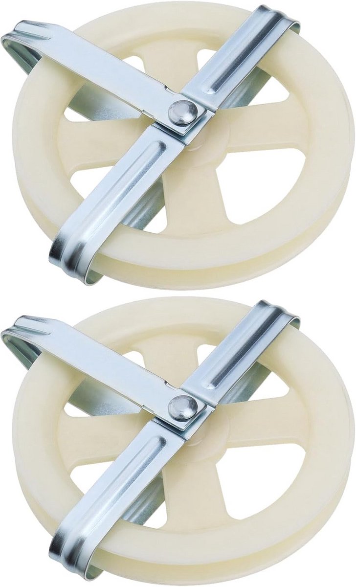 2x Katrolset voor Waslijn - Nylon Touw Katrol voor Buiten Kledingdrogen (5 Inch)