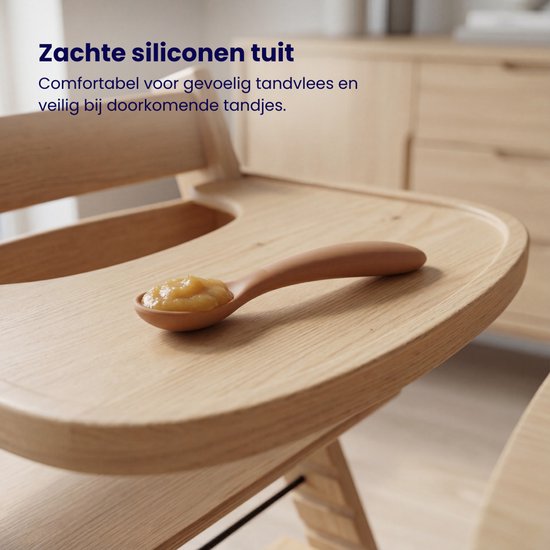 Funnies Kinder Couverts Cuillères 6 Pièces - Couverts Bébé en Silicone - Caramel & Stone Green - Ensemble de Couverts Bébé à Bec Doux - Sans BPA Sûr - Idéal pour Manger & Bouchées - 6 Pièces Cuillère First Feeding - Cuillères pour Enfants