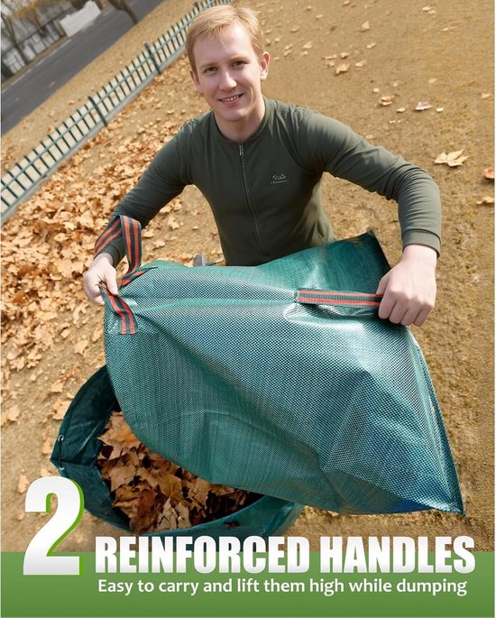 Set van 3 Herbruikbare Tuinzakken 270L - Grote Opvangzakken voor Blad en Groenafval — afbeelding 4