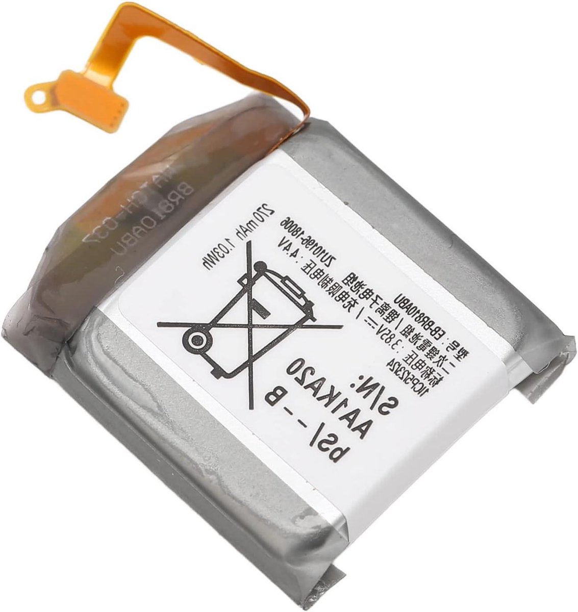 Batterij voor Horloge - Vervanging - Batterij - Samsung Gear S4 42mm - 1.03Wh - 270mAh - 3.85V - Geschikt voor SM R810 R815U - Blauw - EB BR810ABU.