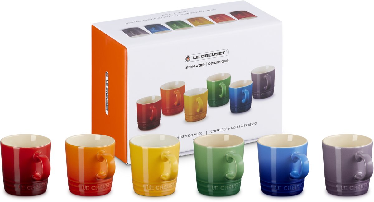 Le Creuset Set van 6 Espressokopjes Rain Bow 0,1L