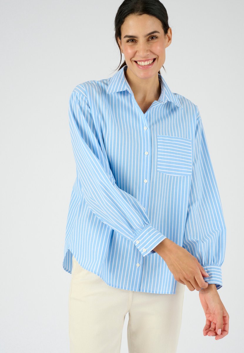 Damart - Gestreept overhemd - Dames - Blauw - 46