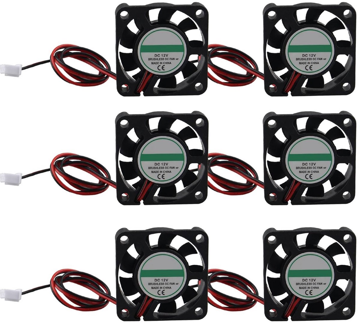 Set van 6 Stuks Stille 3D-Printer Koelventilatoren DC 12V 4010 Borstelloos
