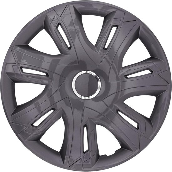 NRM Fast Grafietkleurige Wieldoppen – Set Van 4, 14 Inch, ABS-kunststof, Slagvast, Voor Standaard Stalen Velgen, Eenvoudig Te Monteren