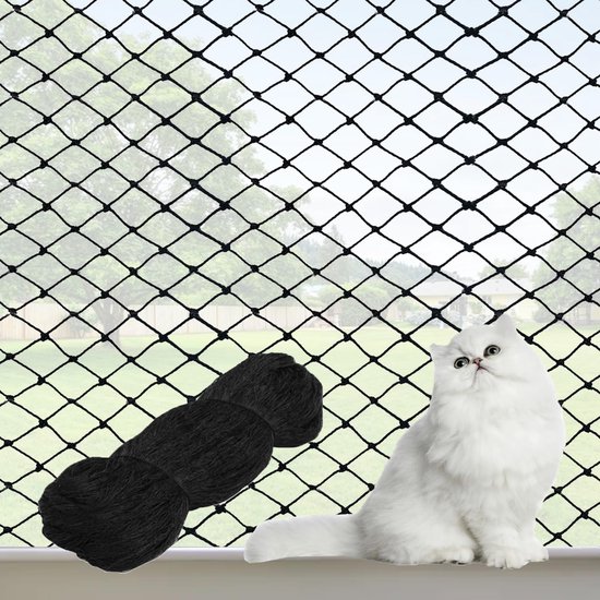 Balkonnet - raam - kattennet - beschermnet - trapbescherming - nylon veiligheidsnet - op maat gemaakt - bijtbestendig net voor balkon en trapleuning - geschikt voor kinderen en huisdieren
