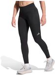 Zwarte legging met zijzakken en zilverkleurige adidas driestrepen op de kuit.
