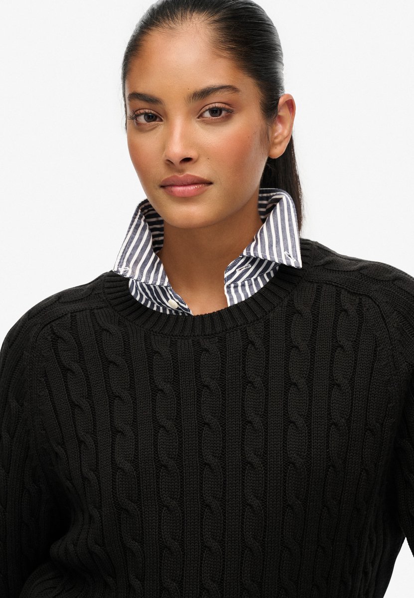 Superdry Slouchy Kabeltrui Dames Sweaters Grijs