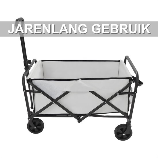 Opvouwbare Bolderkar - Bolderwagen - Voor strand, tuin en camping - Met wielen en duwstang - Khaki van Merkloos — afbeelding 2