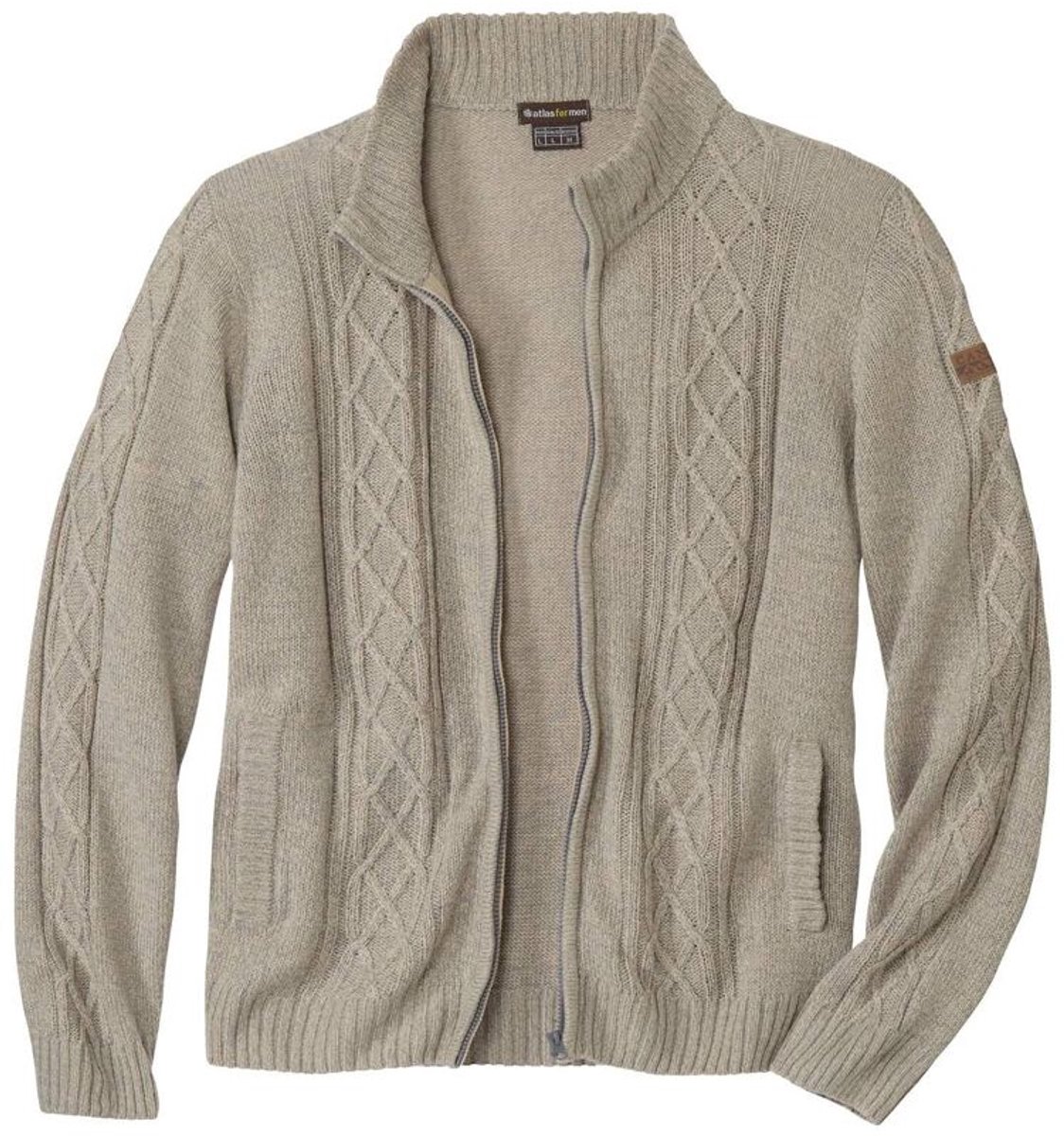 ATLAS FOR MEN - Gemêleerd tricot vest met kabelpatroon - Heren - Verkrijgbaar in grote maten - XL