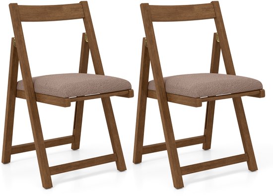 COSTWAY Set van 2 inklapbare eetkamerstoelen, klapstoelen met gevoerde