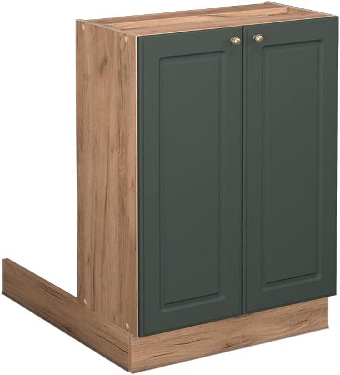 Keukenkast Onderbouw 60 cm Modulair Groen met Eikenlook en Gouden Accent