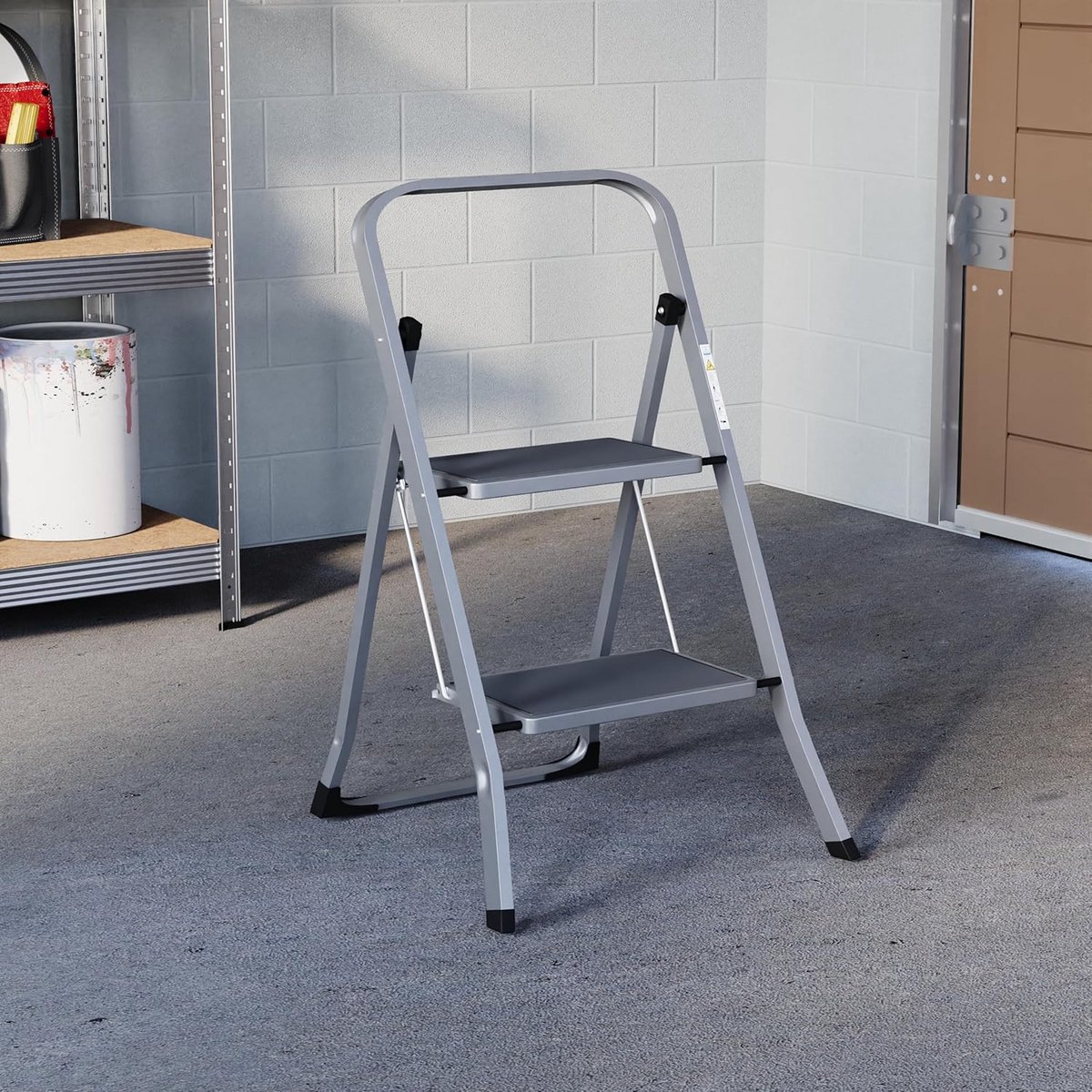 Stevige 2-treden Opvouwbare Trap met Antislip Treden voor Huis en Tuin