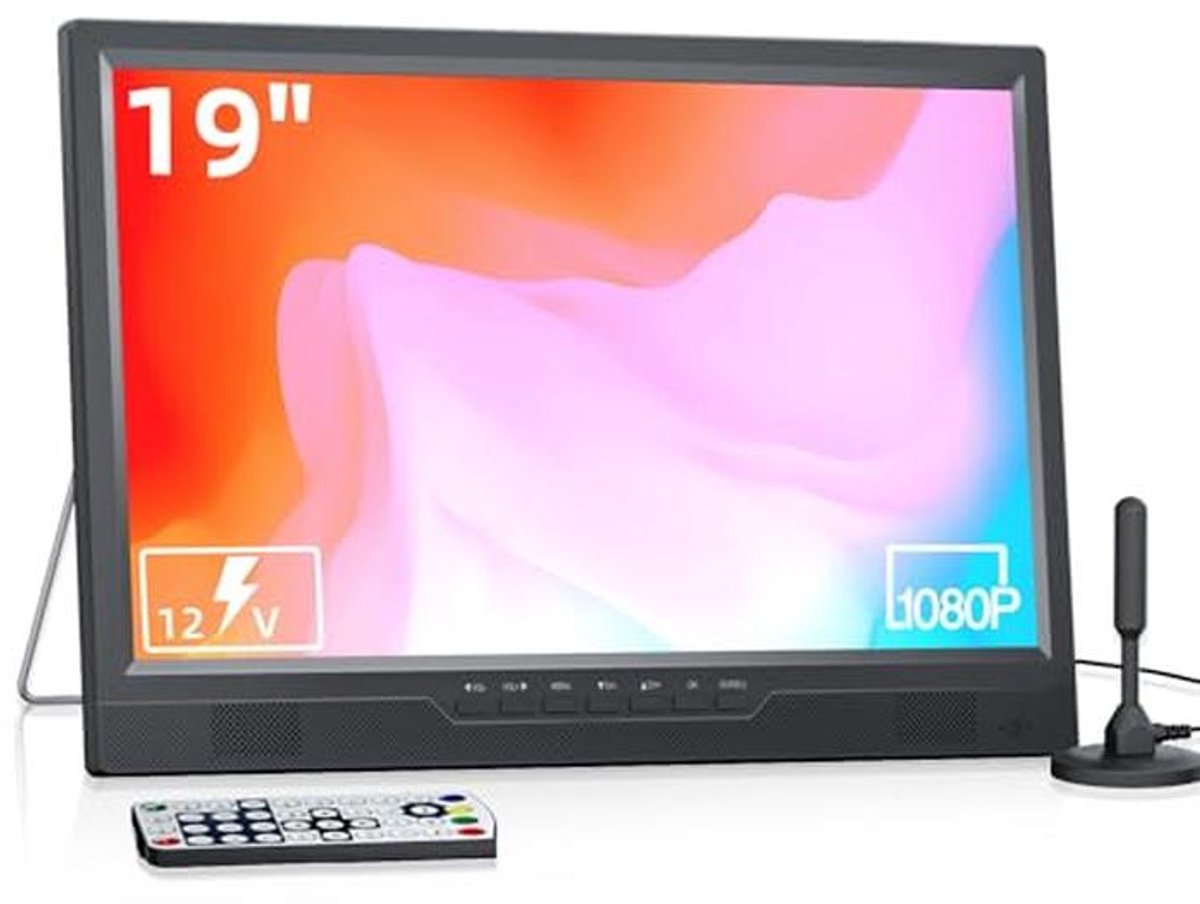 Draagbare 19 inch 1080p TV met Antenne - Mini TV voor Keuken, Slaapkamer, Camping en Camper