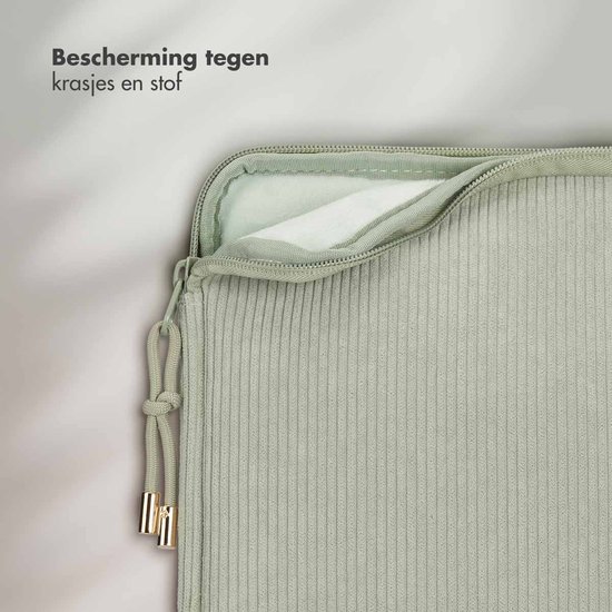 Housse en velours côtelé Selencia pour ordinateur portable 15/15,3/15,6/16/16,2 pouces - Crème pistache