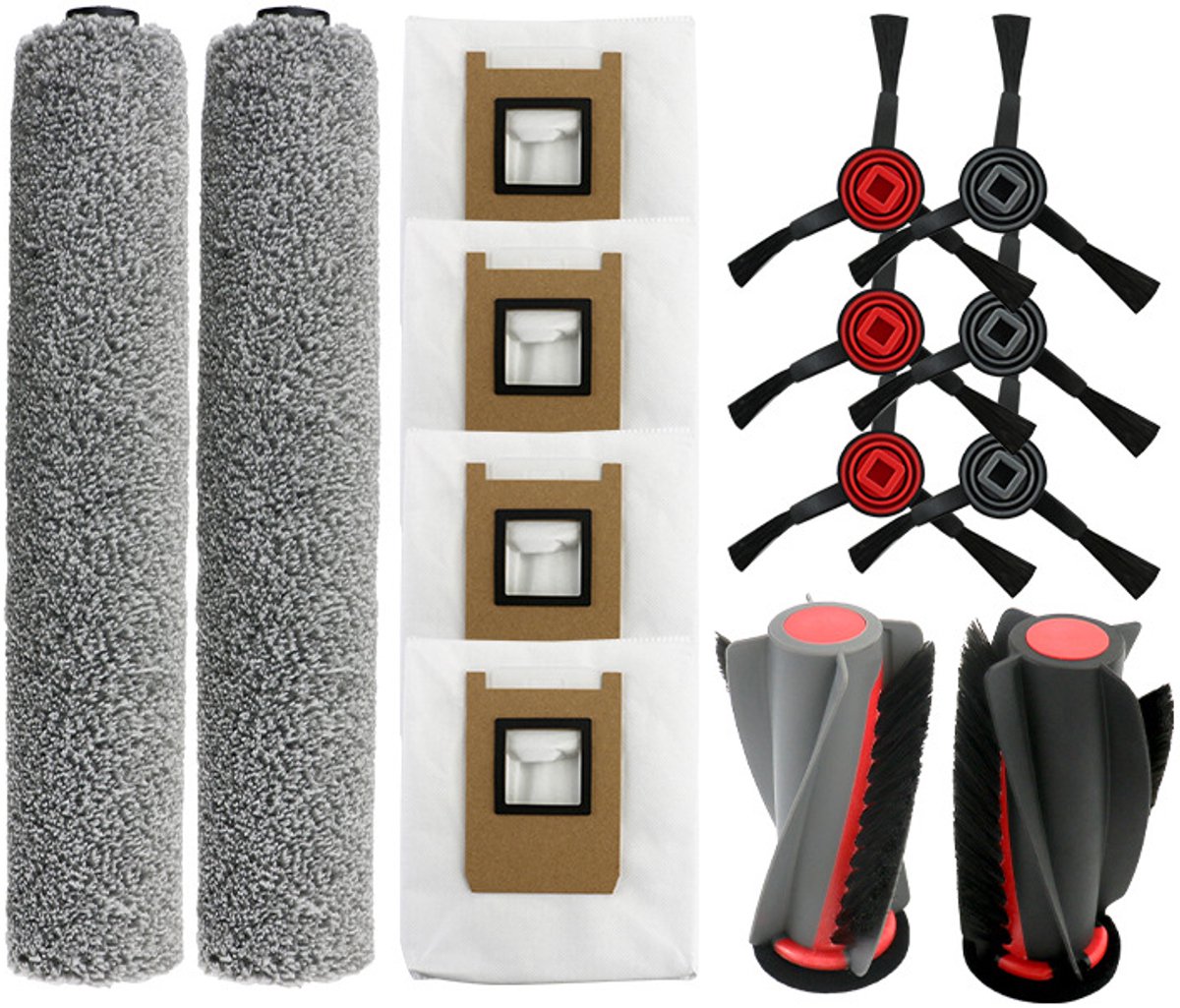 13 stuks Reserveonderdeel accessoires - geschikt voor Eufy Omni E25 - Eufy Omni E28 robotstofzuigers - 1 hoofdborste & 4 stofzakken & 6 zijborstels & 2 rolmops — afbeelding 1