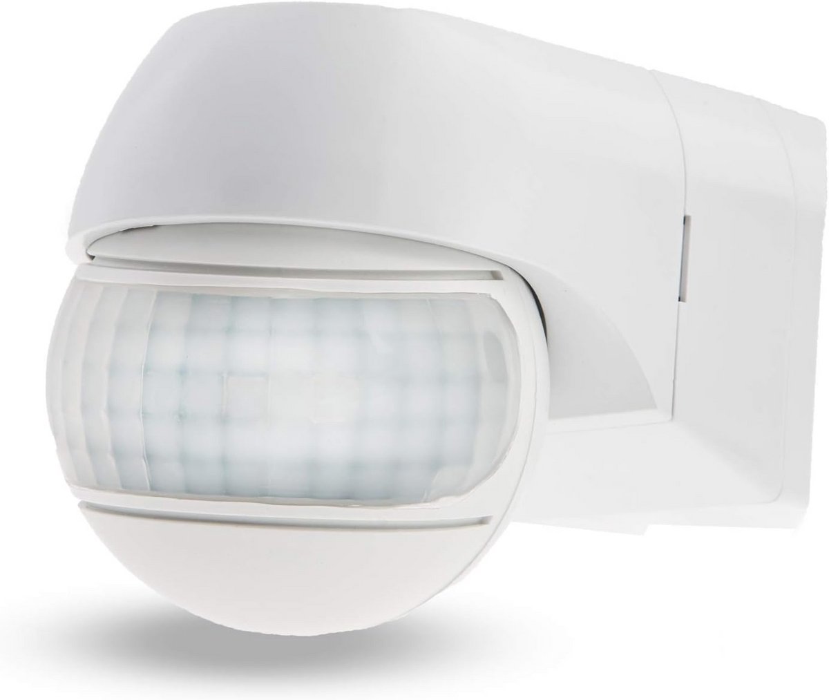 Hooggevoelige infrarood bewegingsmelder met 220° bereik en dubbele sensoren, IP44, verstelbaar in horizontale en verticale positie voor wand- en hoekmontage