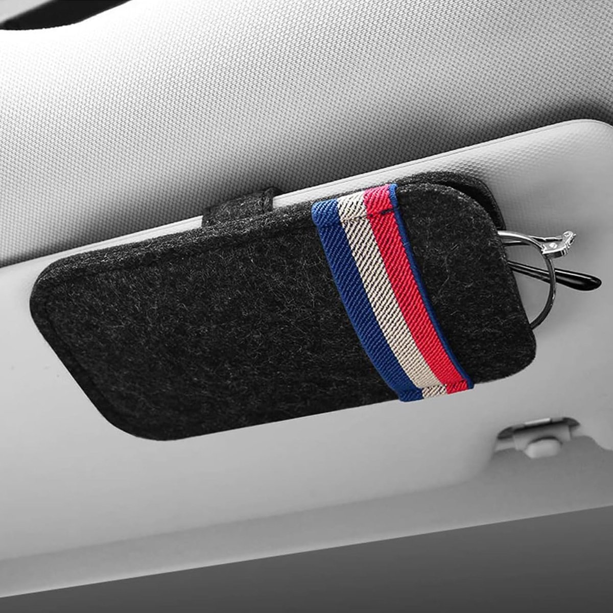 IMPERATORIS® Zonneklep Organizer Auto - Opberghoes voor Pasjes, Bril en Pennen - Bevestiging aan Zonneklep - Universeel - Zwart