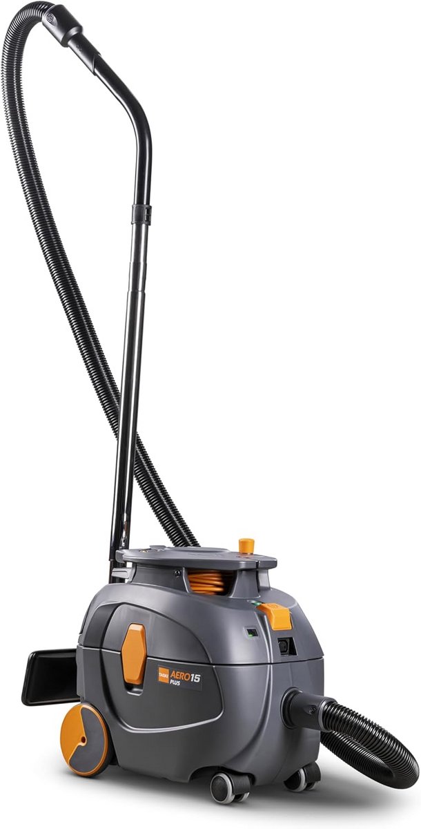 Efficiënte stofzuiger 15 liter met fluistertechnologie en Eco-knop - grijs/oranje
