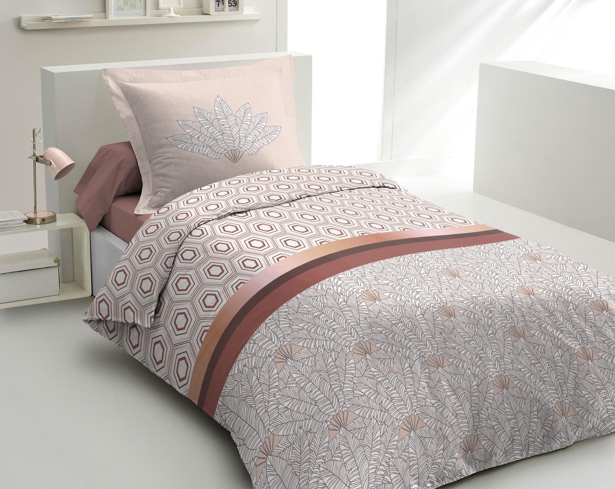 Unyqoos Luxe katoenen dekbedovertrekset terracotta voor eenpersoonsbed 140x200 cm