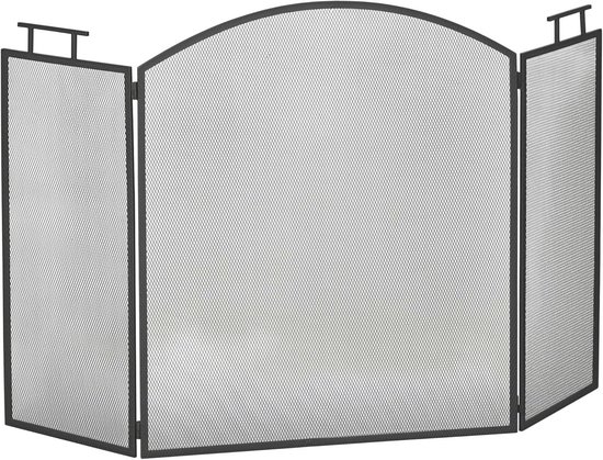 HOMCOM haardscherm, 120 cm x 11,5 cm x 79 cm, veilig en stijlvol, zwart