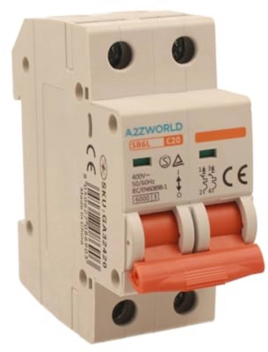 Automatische stroomonderbreker 2P 20A 6kA