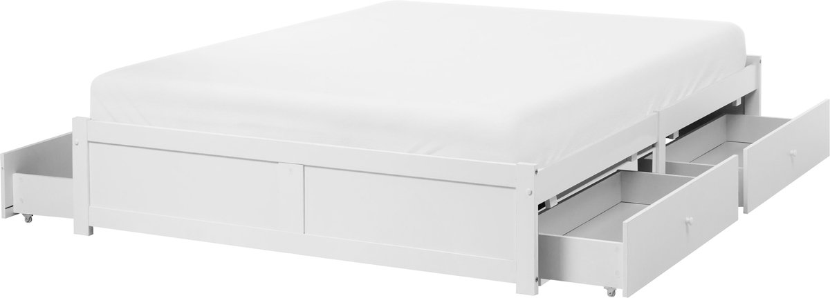 Beliani BRUX - Bed met opbergruimte - Wit - 180 x 200 cm - Hout