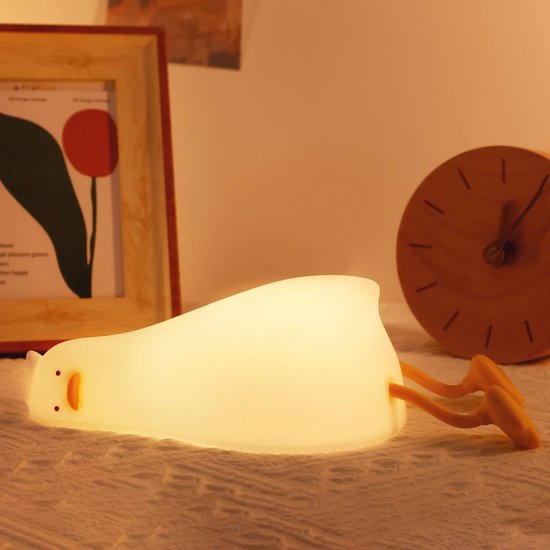 Schattige liggende eend nachtlamp voor kinderkamer - aanraakbediening, oplaadbaar en dimmer van Merkloos — afbeelding 5