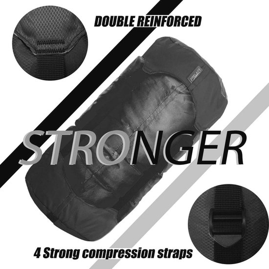 Compressiezak - Ultralight Slaapzak Stuff Sack voor Kamperen, Wandelen en Backpacken - Ruimtebesparende Oplossing (Zwart, L) — afbeelding 4