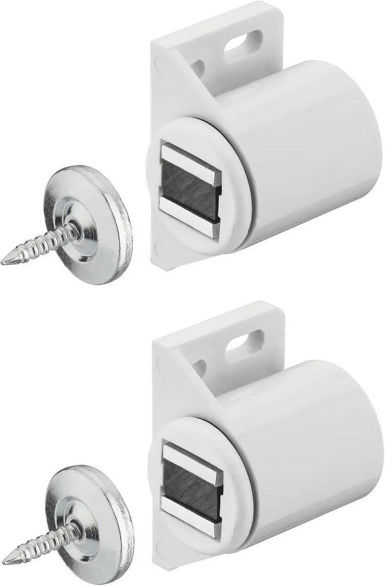 2 x Magnetische Sluiting voor Meubels - Wit, Deursluiter en Kastdeur Magneetsnapper