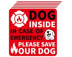 6-pack Pet Alert Safety Fire Rescue Sticker, 9x9cm Waterdichte sticker met hond Erin Sticker voor huisdieren in geval van nood voor thuis Ramen Deuren Brandweerlieden en huisdierzoeker