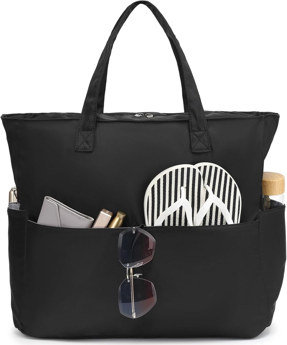 Grote Waterdichte Strandtas voor Vrouwen - Ruime Tote Shopper met Ritssluiting en Meerdere Vakken