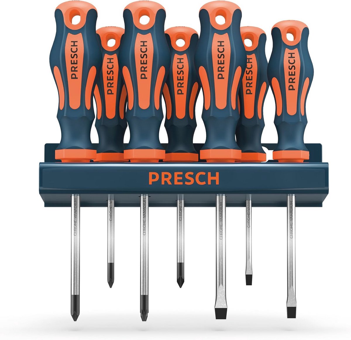 Schroevendraaierset 7-delig met wandhouder - TÜV-gecertificeerd en ergonomisch ontwerp