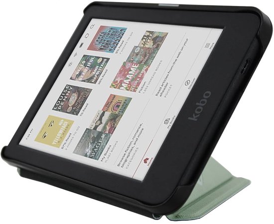 Origami Sleepcover - Hoesje Geschikt voor Kobo Clara BW - Book Case Hoes Cover - Agave Green Blue - ereader hoesje - cover van Merkloos — afbeelding 4