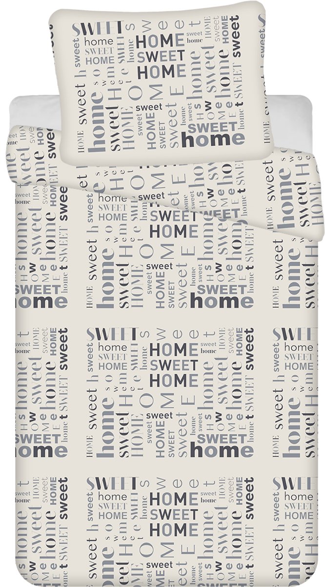 Sweet Home Dekbedovertrek Home Sweet Home - Eenpersoons - 140 x 200 + 70 x 90 cm - Teddy Fleece
