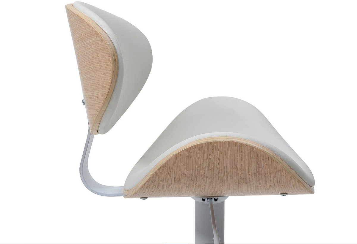 Vente-unique Barkruk van kunstleer en metaal - Afstelbare hoogte - Licht naturel en wit - MONTENEGRO L 49.5 cm x H 111 cm x D 46 cm Natuurlijk licht, Wit