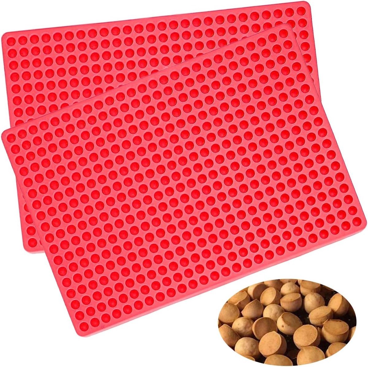 Stunq® Silicone Bakmatten Voor Hondenkoekjes - 2 Stuks Mini Halfronde Traktatievormen
