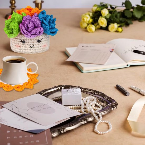 IMPERATORIS® Creative Haakpakket/Haken pakket 6-piece coasters - Inclusief Breinaalden - Voor Volwassenen en Beginners van IMPERATORIS® — afbeelding 3