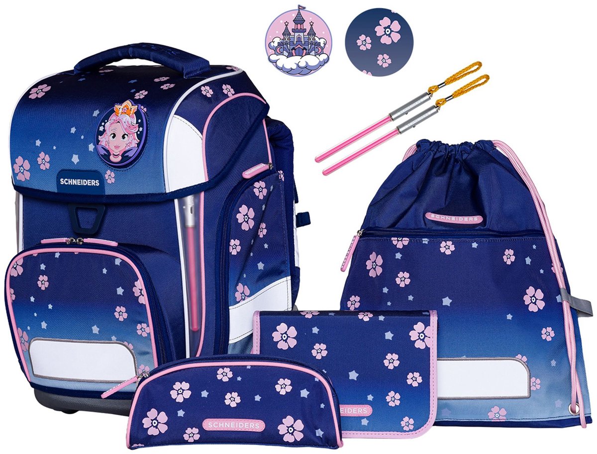 Schneiders schooltas Ergolite Set 9-delig Blue Bloom blauw