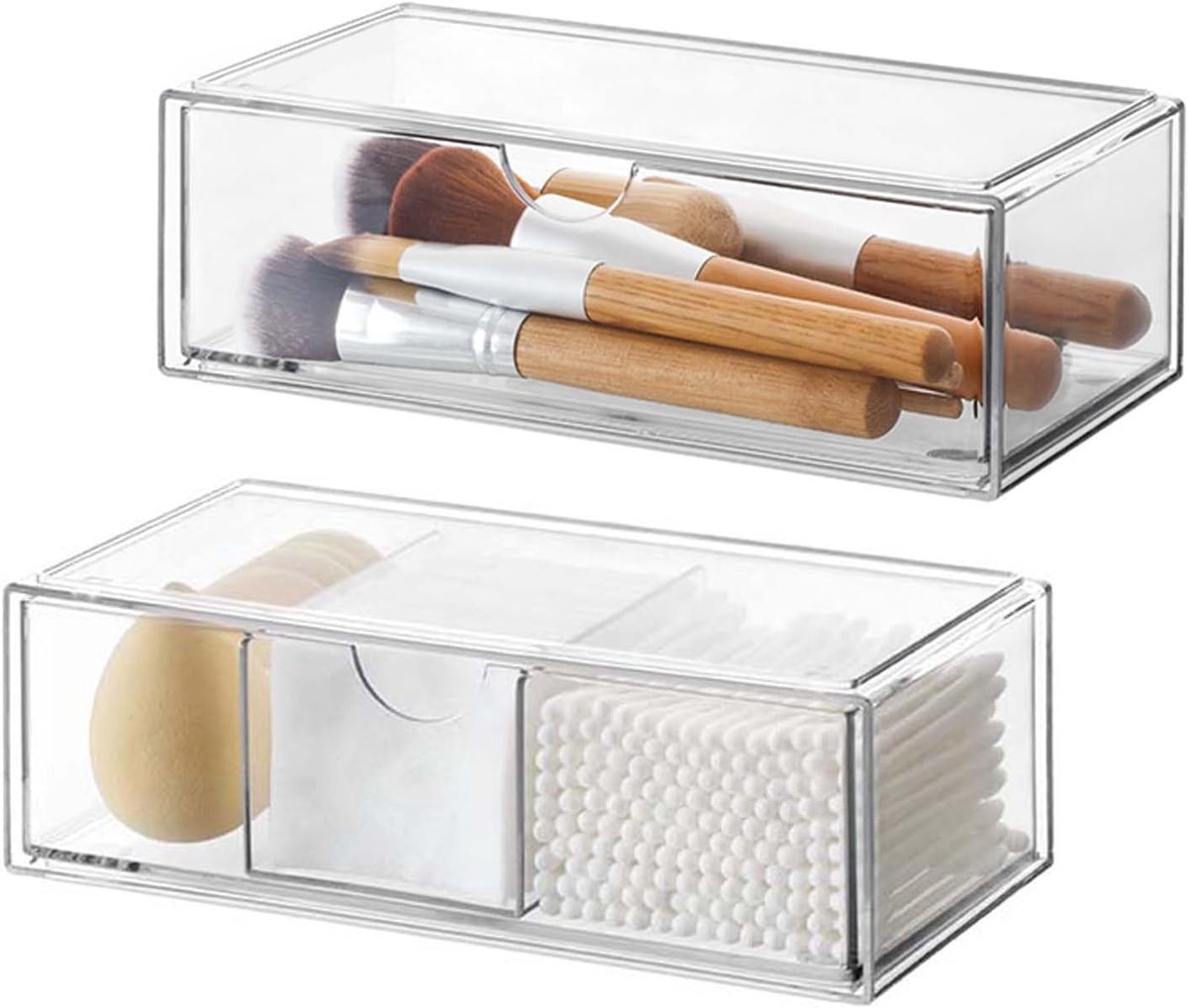 Stunq® Durable Acrylic Cosmetic Organizer Set – 2 Units with Stackable Design