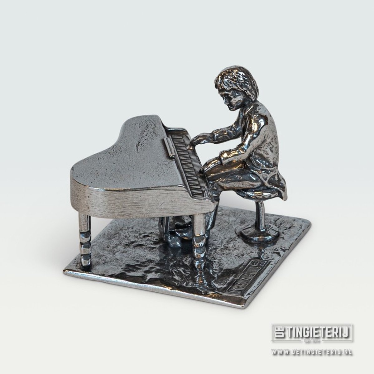 Beeldje Pianist - piano - vleugel - Tin - luxe geschenk - muziekcadeau - jubileum
