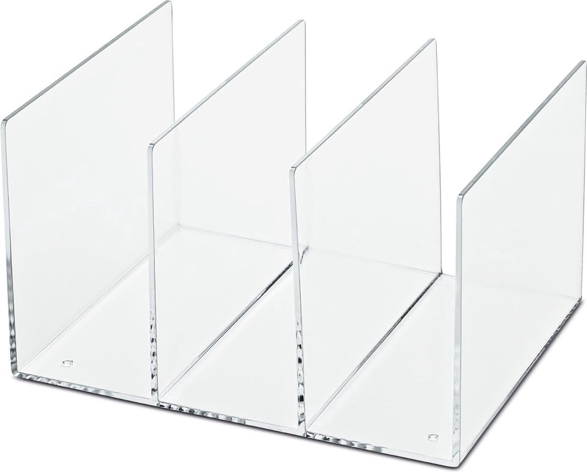 Stunq® Stijlvolle Acryl Tijdschriftenhouder met 3 Vakken voor Kantooropslag