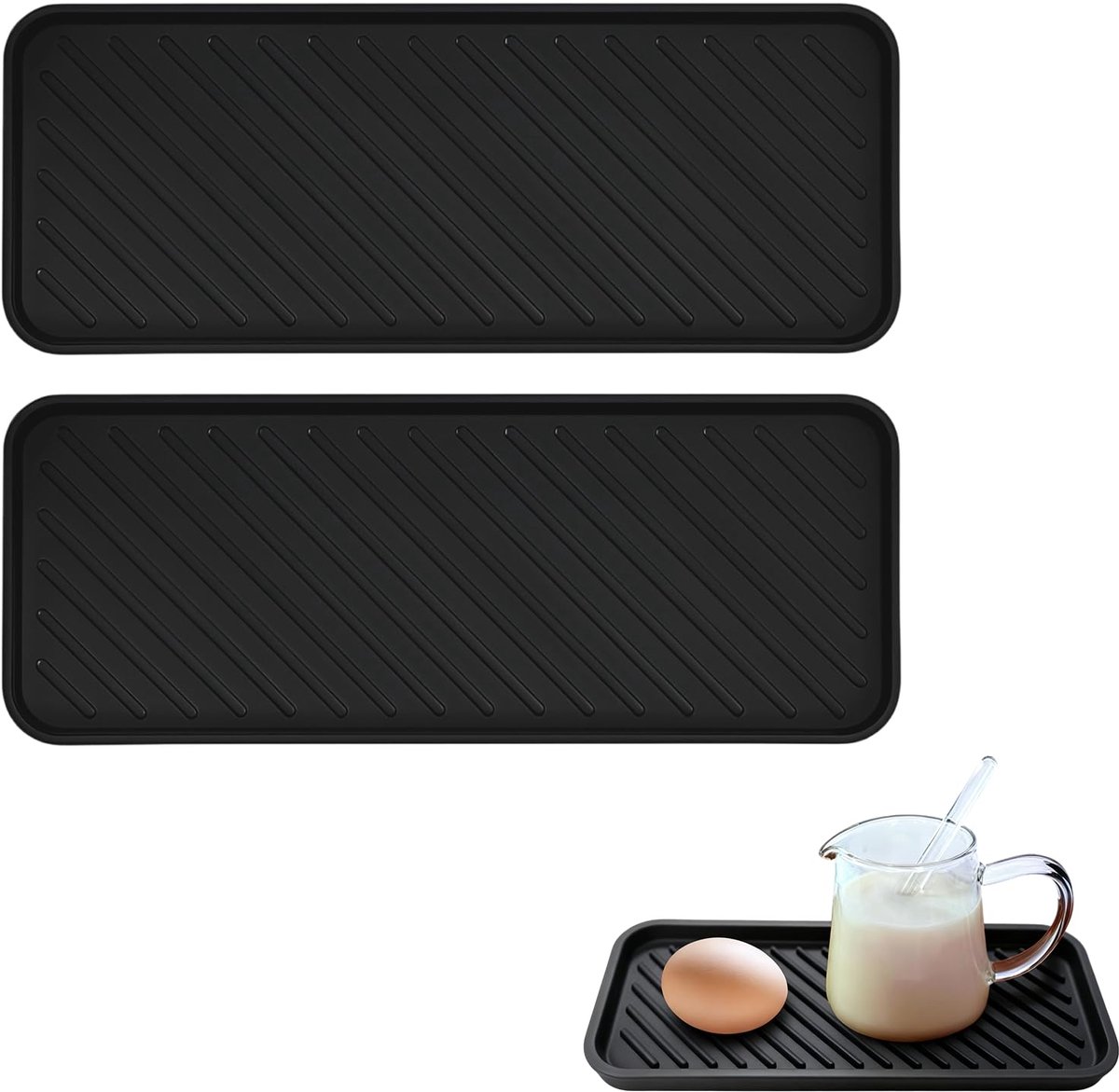 Unyqoos® Set van twee siliconen organizers voor spoelbak met sneldrogende afdruipmat